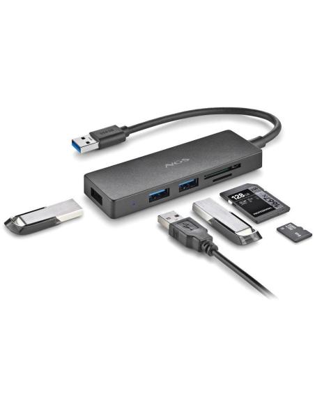 NGS iHub Reader Hub USB-A a USB-A/microSD/SD Negro
