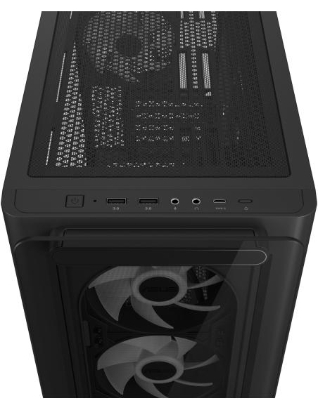 Asus A23 PLUS Micro-ATX ARGB Cristal Templado USB-C 3.2 Negro