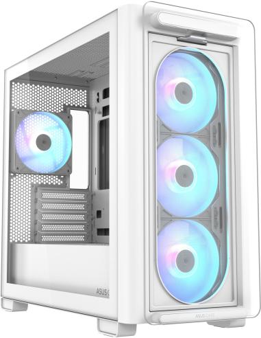 Asus A23 PLUS Micro-ATX ARGB Cristal Templado USB-C 3.2 Blanca