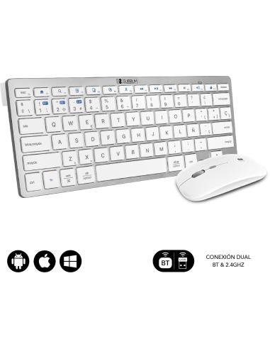 Subblim SUBKBC-OCO010 KIT de Teclado y Ratón Bluetooth/2.4GHz Blanco/Plata