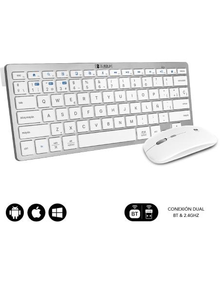 Subblim SUBKBC-OCO010 KIT de Teclado y Ratón Bluetooth/2.4GHz Blanco/Plata