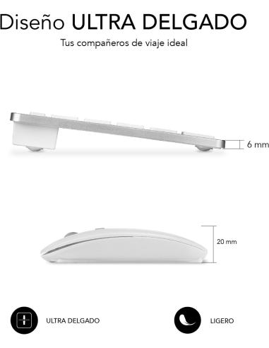Subblim SUBKBC-OCO010 KIT de Teclado y Ratón Bluetooth/2.4GHz Blanco/Plata