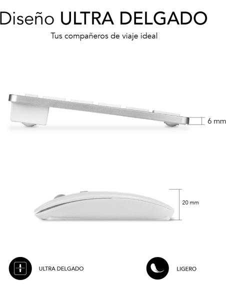Subblim SUBKBC-OCO010 KIT de Teclado y Ratón Bluetooth/2.4GHz Blanco/Plata