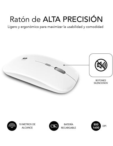 Subblim SUBKBC-OCO010 KIT de Teclado y Ratón Bluetooth/2.4GHz Blanco/Plata