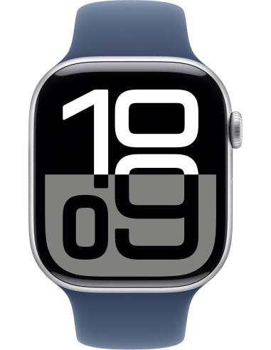 Apple Watch Series 10 GPS + Cellular 46mm Caja Aluminio Plata con Correa Deportiva Azul Denim M/L