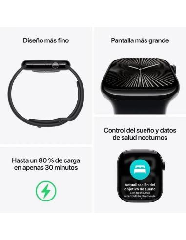 Apple Watch Series 10 GPS + Cellular 46mm Caja Titanio Gris con Correa Deportiva Negra S/M