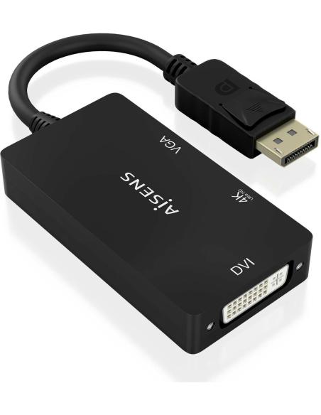 Aisens A125-0861 Adaptador DisplayPort a VGA/DVI/HDMI 15 cm Negro