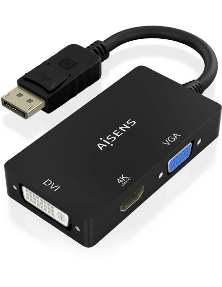 Aisens A125-0861 Adaptador DisplayPort a VGA/DVI/HDMI 15 cm Negro
