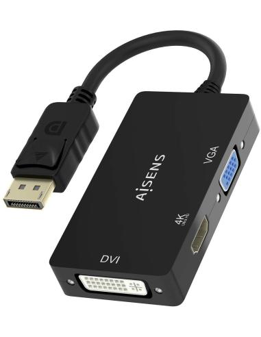 Aisens A125-0861 Adaptador DisplayPort a VGA/DVI/HDMI 15 cm Negro