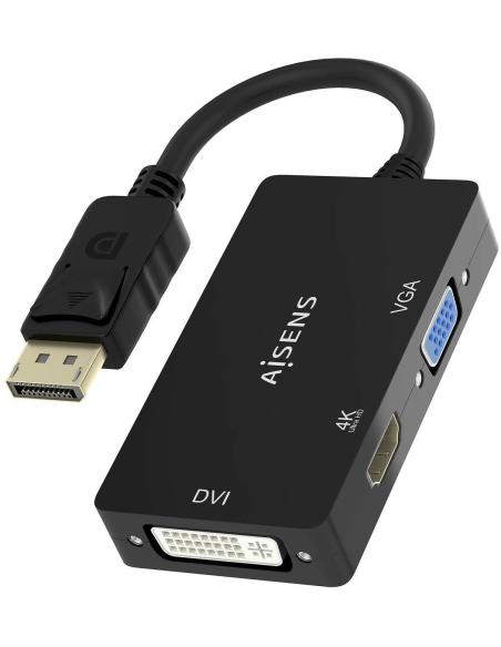 Aisens A125-0861 Adaptador DisplayPort a VGA/DVI/HDMI 15 cm Negro