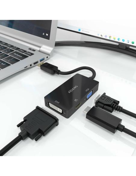 Aisens A125-0861 Adaptador DisplayPort a VGA/DVI/HDMI 15 cm Negro