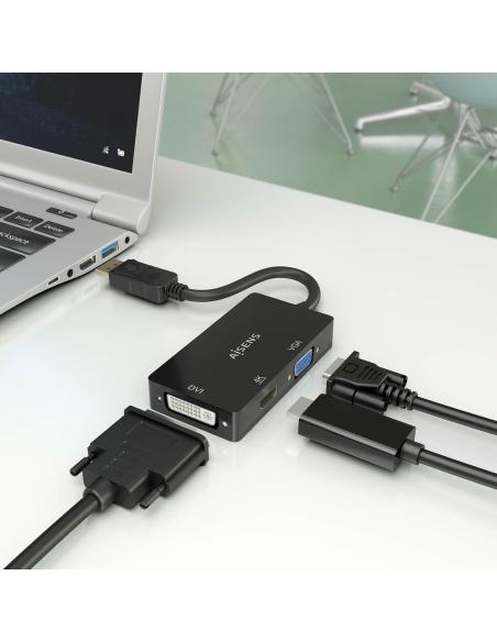 Aisens A125-0861 Adaptador DisplayPort a VGA/DVI/HDMI 15 cm Negro