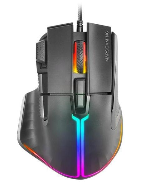 Mars Gaming MM-XT Ratón Gaming RGB Ergonómico con Reposa Pulgar 12800DPI Switches Huano Negro