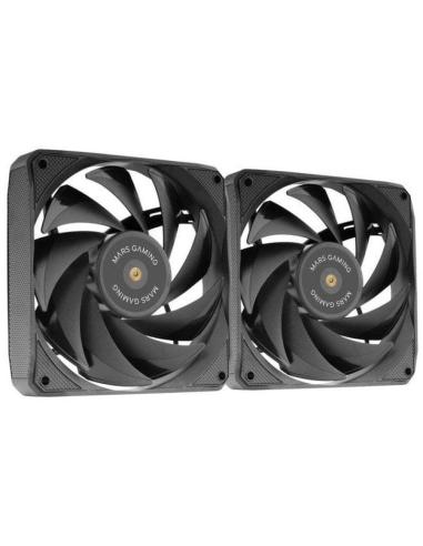 Mars Gaming MF-NCLX2 Kit 2 Ventiladores Ultrasilenciosos FDB 120mm Diseño Aspas Híbridas PWM Negro