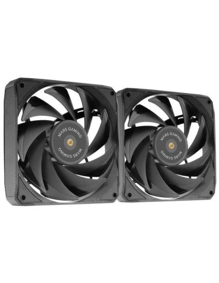 Mars Gaming MF-NCLX2 Kit 2 Ventiladores Ultrasilenciosos FDB 120mm Diseño Aspas Híbridas PWM Negro