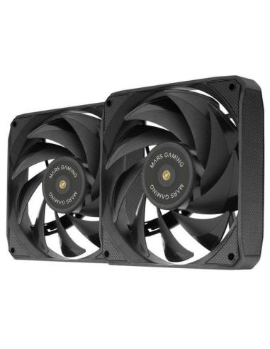 Mars Gaming MF-NCLX2 Kit 2 Ventiladores Ultrasilenciosos FDB 120mm Diseño Aspas Híbridas PWM Negro