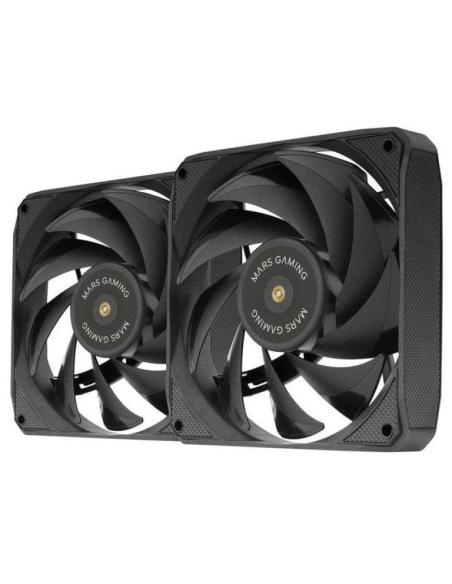Mars Gaming MF-NCLX2 Kit 2 Ventiladores Ultrasilenciosos FDB 120mm Diseño Aspas Híbridas PWM Negro