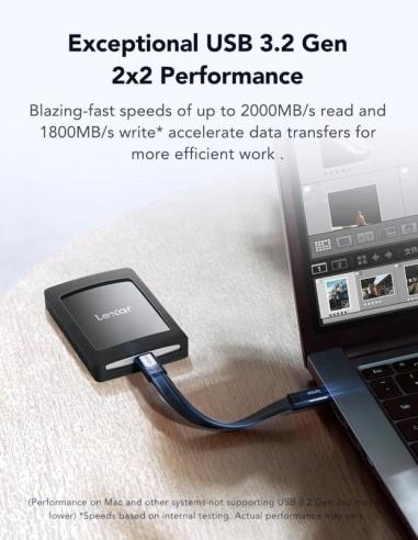 Lexar SL500M Disco SSD Externo 1TB USB-C 3.2 Gen2x2 Negro