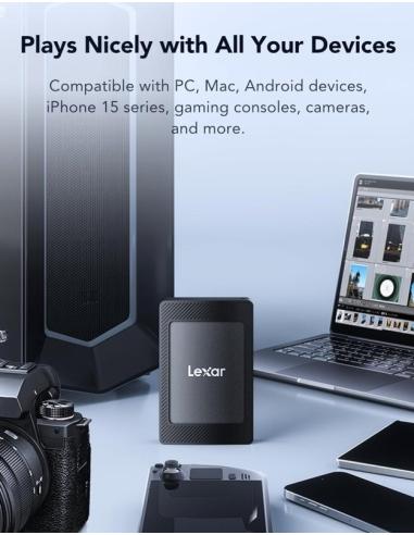 Lexar SL500M Disco SSD Externo 1TB USB-C 3.2 Gen2x2 Negro