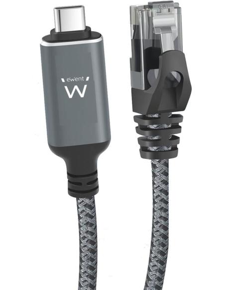 Ewent EC2002 Cable USB-C a RJ-45 2M Gris