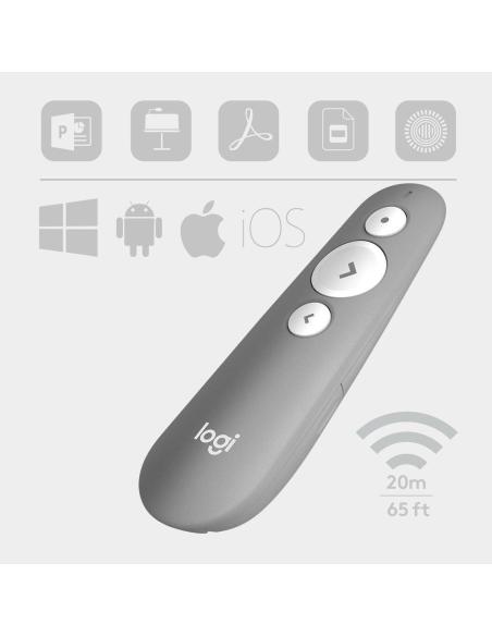 Logitech R500 Mando Inalámbrico Láser para Presentaciones Gris