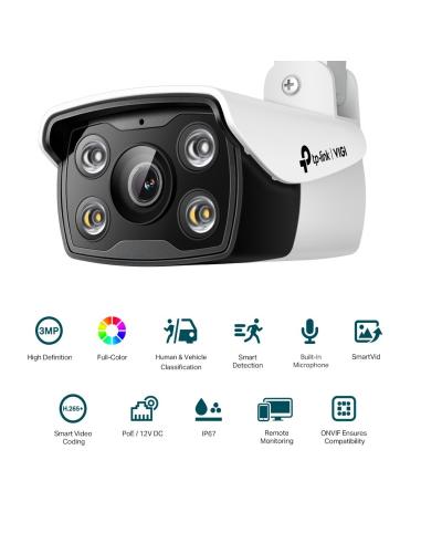 TP-Link VIGI C330 Full-Color Cámara de Videovigilancia de Exterior Tipo Bullet IP67 4mm 3MP Blanca
