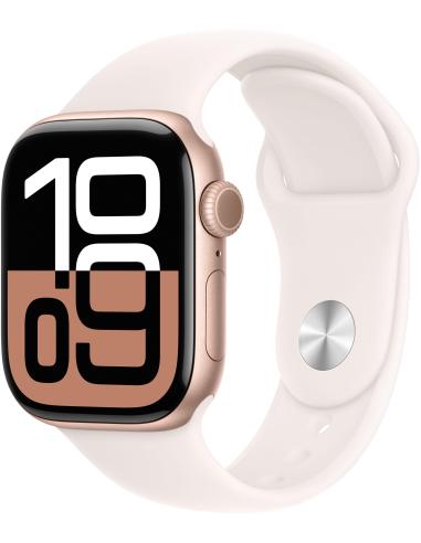 Apple Watch Series 10 GPS 42mm Caja Aluminio Plata con Correa Deportiva Blanco Denim M/L