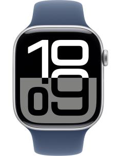 Apple Watch Series 10 GPS 46mm Caja Aluminio Plata con Correa Deportiva Azul Denim M/L