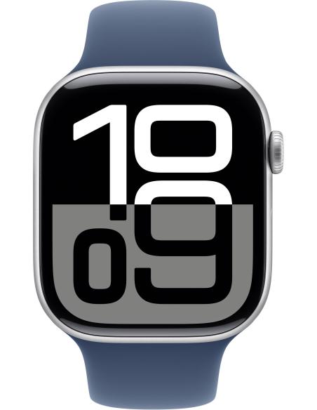 Apple Watch Series 10 GPS 46mm Caja Aluminio Plata con Correa Deportiva Azul Denim M/L