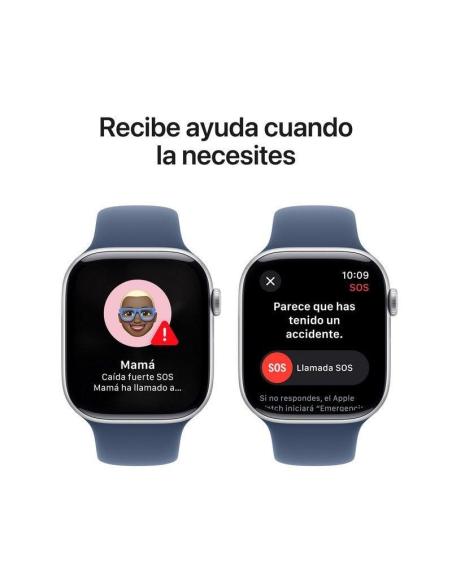 Apple Watch Series 10 GPS 46mm Caja Aluminio Plata con Correa Deportiva Azul Denim M/L