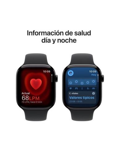 Apple Watch Series 10 GPS 46mm Caja Aluminio Negro Azabache con Correa Deportiva Negra M/L
