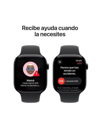 Apple Watch Series 10 GPS 46mm Caja Aluminio Negro Azabache con Correa Deportiva Negra M/L