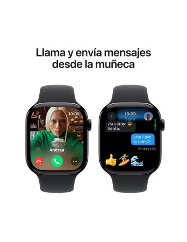 Apple Watch Series 10 GPS 46mm Caja Aluminio Negro Azabache con Correa Deportiva Negra M/L