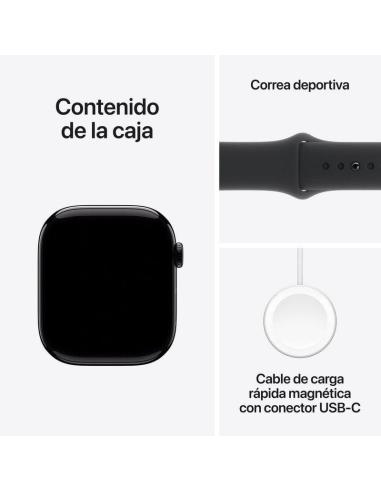 Apple Watch Series 10 GPS 46mm Caja Aluminio Negro Azabache con Correa Deportiva Negra M/L