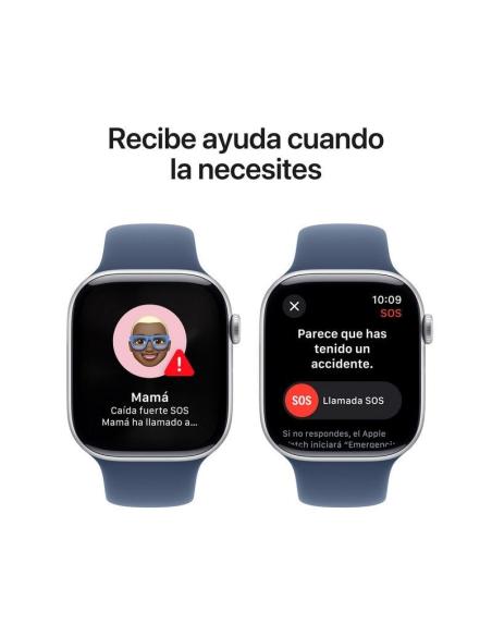 Apple Watch Series 10 GPS 42mm Caja Aluminio Plata con Correa Deportiva Azul Denim S/M