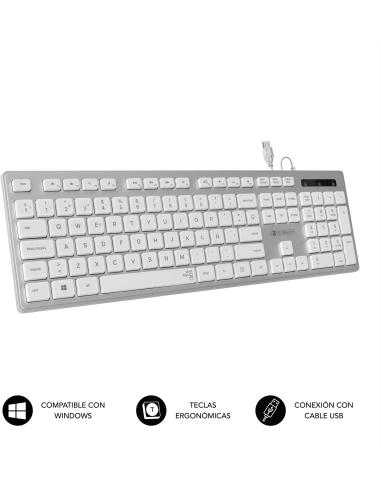 Subblim SUBKBC-0EKE20 Teclado Ergonómico Blanco/Plata