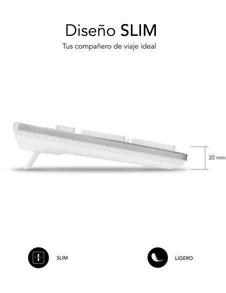 Subblim SUBKBC-0EKE20 Teclado Ergonómico Blanco/Plata
