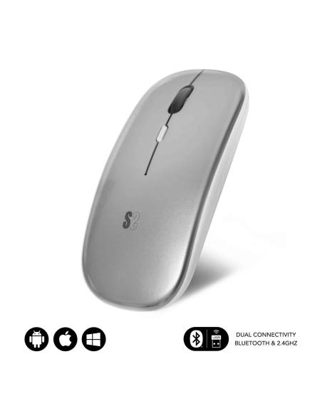 Subblim Dual Flat Ratón Inalámbrico Bluetooth 1600DPI Plata