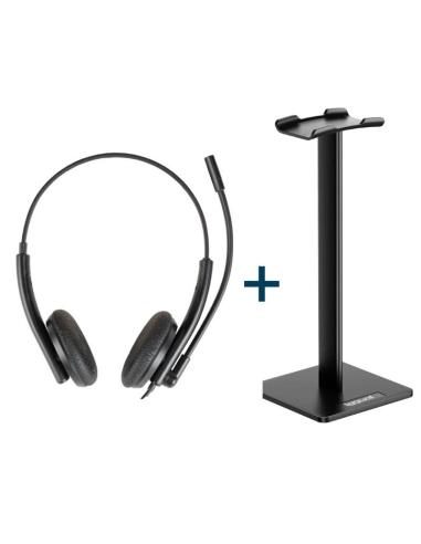 Iggual Kit Auriculares ENC3030 USB Negros + Soporte SA22 Negro