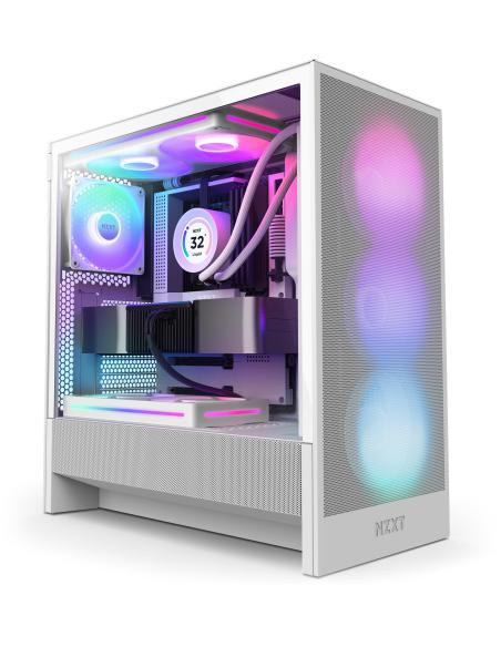 NZXT H5 Flow RGB 2024 Midi Tower E-ATX Cristal Templado USB-C Blanca