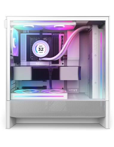NZXT H5 Flow RGB 2024 Midi Tower E-ATX Cristal Templado USB-C Blanca