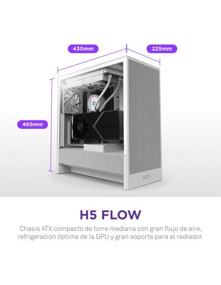 NZXT H5 Flow 2024 Midi Tower E-ATX Cristal Templado USB-C Blanca