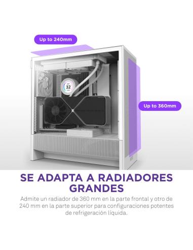 NZXT H5 Flow 2024 Midi Tower E-ATX Cristal Templado USB-C Blanca