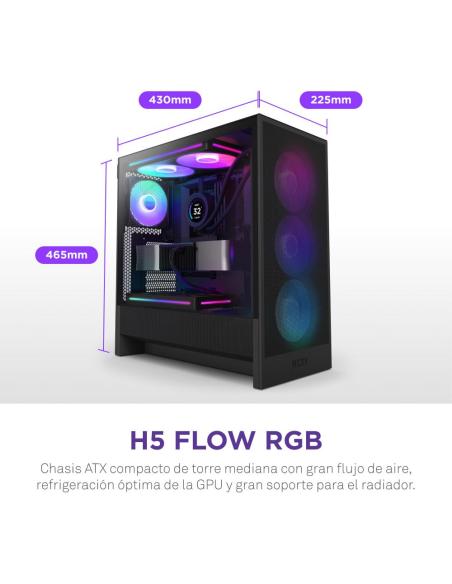 NZXT H5 Flow RGB 2024 Midi Tower E-ATX Cristal Templado USB-C Negra