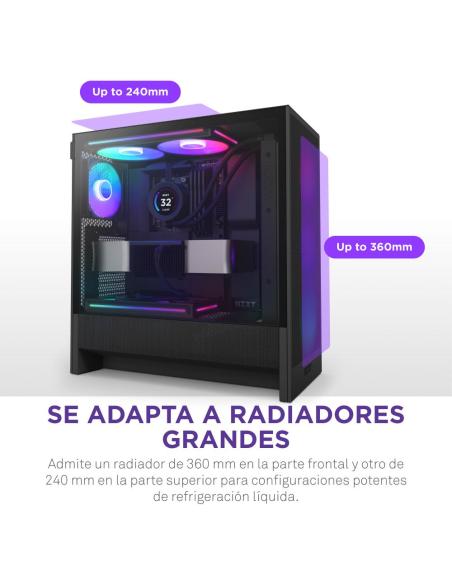 NZXT H5 Flow RGB 2024 Midi Tower E-ATX Cristal Templado USB-C Negra