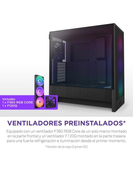 NZXT H5 Flow RGB 2024 Midi Tower E-ATX Cristal Templado USB-C Negra