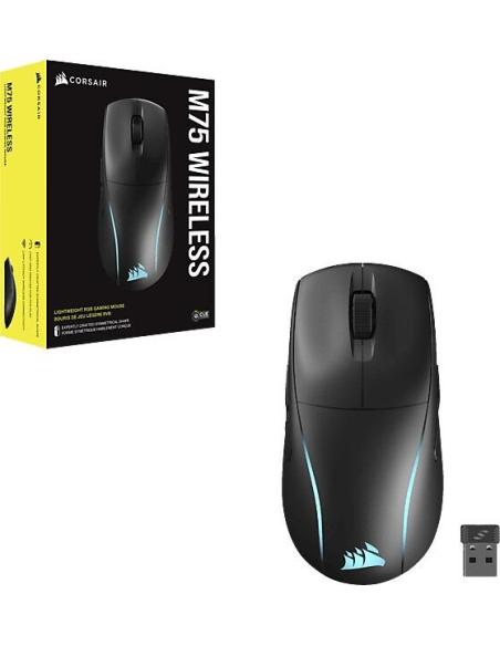 Corsair M75 RGB WIRELESS Ratón Gaming Inalámbrico 26000 DPI Negro