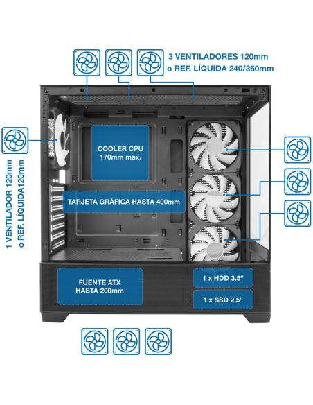 CoolBox GA250 Vision Cristal Templado USB-C 3.2 Negro