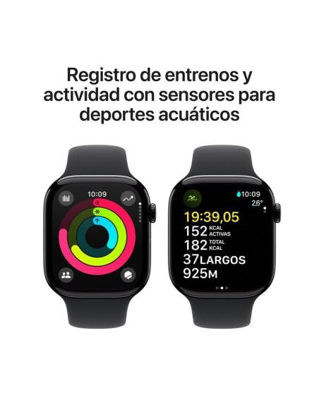 Apple Watch Series 10 GPS 46mm Caja Aluminio Negro Azabache con Correa Deportiva Negra S/M