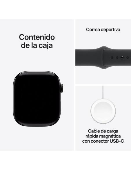 Apple Watch Series 10 GPS 46mm Caja Aluminio Negro Azabache con Correa Deportiva Negra S/M